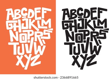 Vector hand drawn typeface in graffiti style. Urban style alphabet.