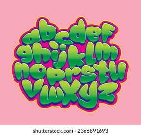 Vector hand drawn typeface in graffiti style. Urban style alphabet.