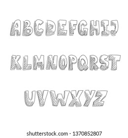 Vector hand drawn typeset. English alphabet isolated on white background