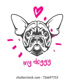Vector hand drawn typography poster with a cute dog.