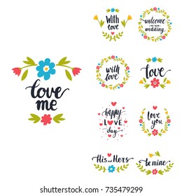 Vector hand drawn typography save the date quote text logo badge design wedding for greeting cards or invitations illustration