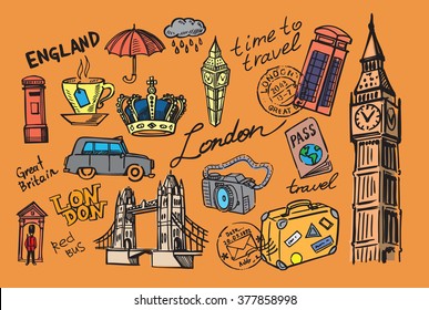 vector hand drawn Uk stack sketch doodle