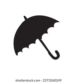 Vector hand drawn umbrella silhouette isolated on white background