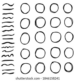 Vector Hand Drawn Underline And Circle 