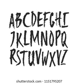 Vector hand drawn uppercase letters. Based on an original ink and brush artwork. Isolated on white background. Clipping paths included.