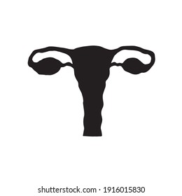 Silhouette de uterus dibujada a mano del vector aislada sobre fondo blanco