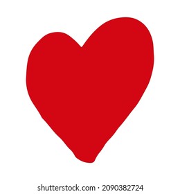 Vector hand drawn Valentine's red heart isolated on white background. Decorative doodle love heart shape sketch style. Scribble ink heart icon for wedding design, wrapping, ornate and greeting cards