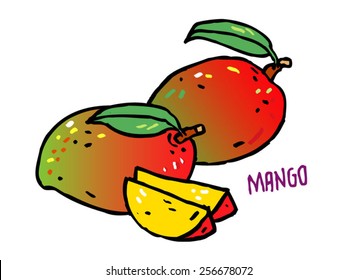 Vector hand drawn vegetables isolated - mango
