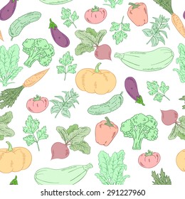 vector hand drawn vegetables seamless pattern