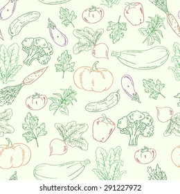 vector hand drawn vegetables seamless pattern