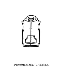 Icono del doodle de la chaqueta de chaleco dibujada a mano del vector. Dibujo de dibujos suaves para impresión, web, móviles e infografías aisladas en fondo blanco.
