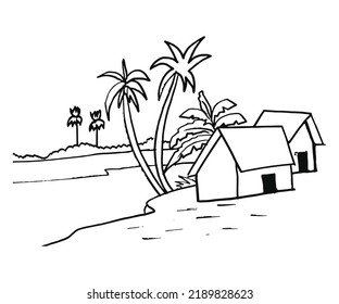 Vector Hand Drawn Village Houses Sketch Stock Vector (Royalty Free ...