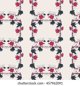 Vector hand drawn vine seamless pattern set. Floral theme for wedding, anniversary, holiday, business, birthday, invitations. Pastel colored pattern for textile, polygraphy, web design