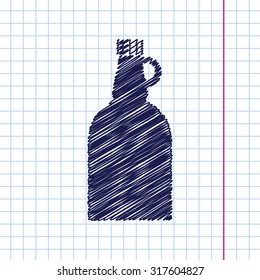 Vector hand drawn vinegar bottle template on copybook 