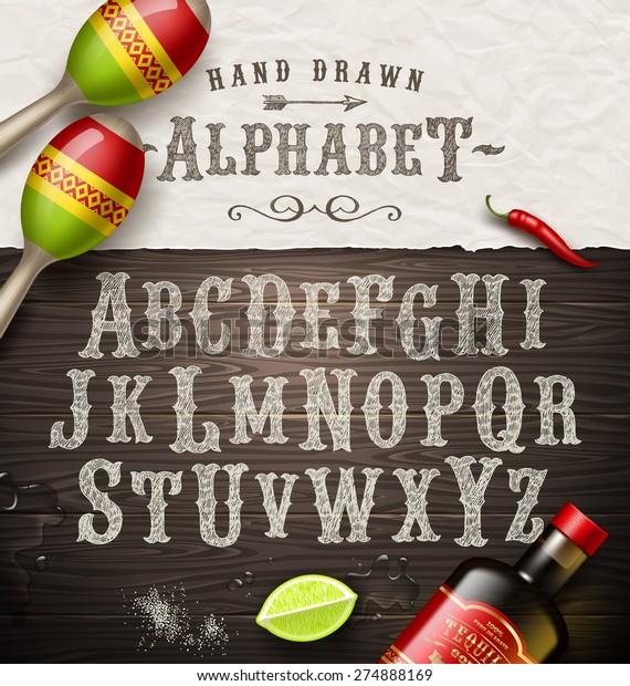 mexican letters old english font illustrator