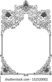 Vector hand drawn vintage frame with free space inside