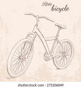vector hand drawn vintage illustration of bicycle