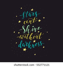 Vector hand drawn vintage illustration with hand-lettering. Never stop dreaming. Inspirational quote. This illustration can be used as a print on t-shirts and bags, stationary or as a poster.