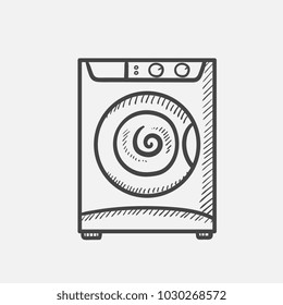 Vector hand drawn Washing machine outline doodle icon. Washing machine sketch illustration for print, web, mobile and infographics isolated on white background.