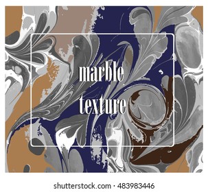 Vector Hand drawn watecolor marble texture. Liquid paint pattern. Abstract colorful background in ebru suminagashi technique.