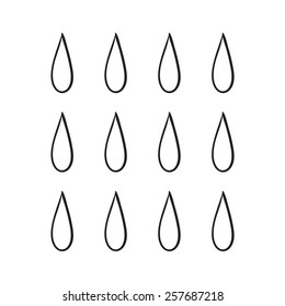 vector hand drawn water drops. rain sketch on a white background