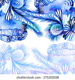 Vector hand drawn watercolor background. 
Watercolor composition for scrapbook elements