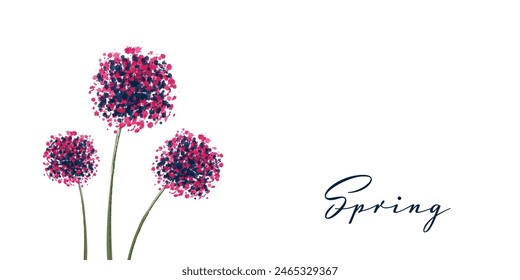 Vector hand drawn watercolor beautiful circular floral wreath with blooming spring flowers, green leaves on white isolated background