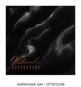 Vector hand drawn watercolor black background . Creative  artwork . Template for card, poster, banner, print for t-shirt, patch.