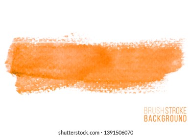 Vector hand drawn watercolor brush stain. Colorful painted stroke. Orange color hand drawn background.