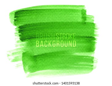 Vector hand drawn watercolor brush stain. Colorful painted stroke. Green color hand drawn background.