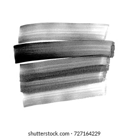 Vector hand drawn watercolor brush stain. Grayscale painted stroke. Dry brush watercolor stain.