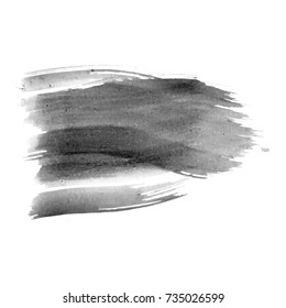 Vector hand drawn watercolor brush stain. Grayscale painted stroke. Painted by brush watercolor stain. Monochrome artistic backdrop.