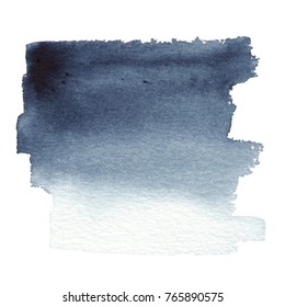 Vector Hand Drawn Watercolor Dark Blue Background Brush Stroke - Invitations, Posters, Cards Template - Indigo Wet Paint Backdrop.