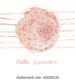 Vector hand drawn watercolor floral summer background. Universal card with flower. Han drawn texture