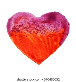 Vector hand drawn watercolor heart in two colors