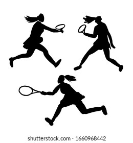 Vector. Hand drawn watercolor illustration. Women play tennis. Watercolor sketch of people