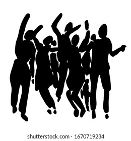 Vector - hand drawn watercolor illustration. Dancing people. People shaped watercolor stains