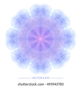 Vector hand drawn watercolor mandala pattern. Beautiful gentle geometric colorful watercolor mandala for invitations, postcards, business cards and others. 
