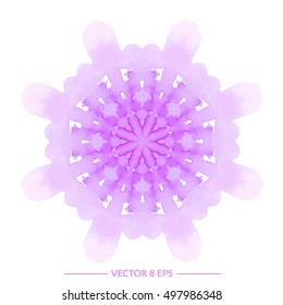 Vector hand drawn watercolor mandala pattern. Beautiful gentle geometric mandala for invitations, postcards, business cards and others. 