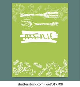 Vector hand drawn watercolor menu design.