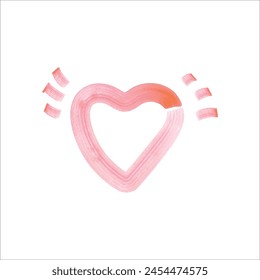 Vector hand drawn watercolor pink heart