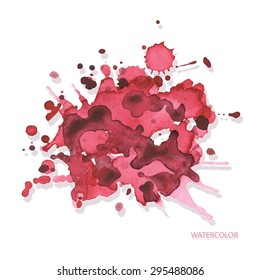 vector hand drawn watercolor pink stains on white background