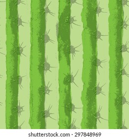 Vector hand drawn watercolor Prickly pear cactus pattern. Digitally edited.