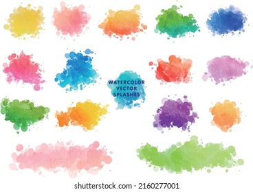 Vector hand drawn watercolor splashes