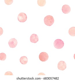 Vector hand drawn watercolor texture circles seamless pattern on the white background. Suitable for cards, wedding invitations and other.