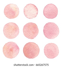Vector hand drawn watercolor vintage texture circles isolated on the white background. Suitable for card, logo design and other.