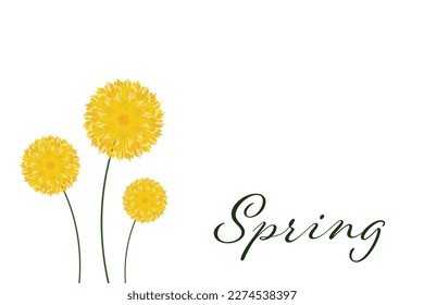 Vector hand drawn watercolor yellow circular floral wreath with blooming spring flowers, green leaves on white isolated background.
