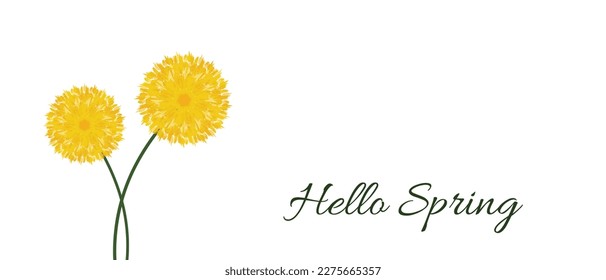 Vector hand drawn watercolor yellow circular floral wreath with blooming spring flowers, green leaves on white isolated background.