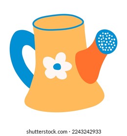Vector hand drawn watering can. Cute child's watering can isoalted on white background.
