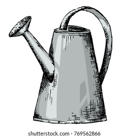 Vector hand drawn watering can in sketching style
